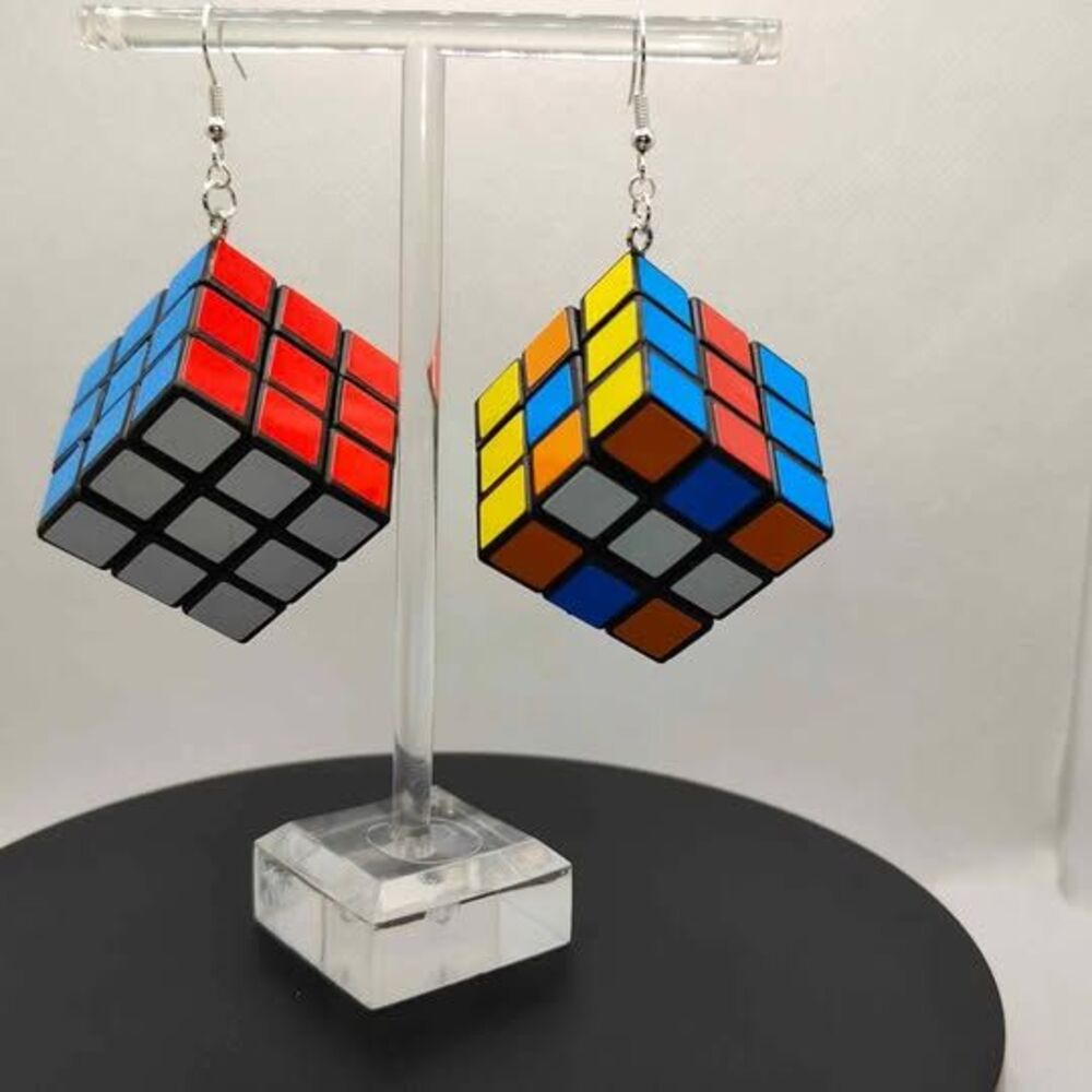 Playable Rubix Cube Earrings